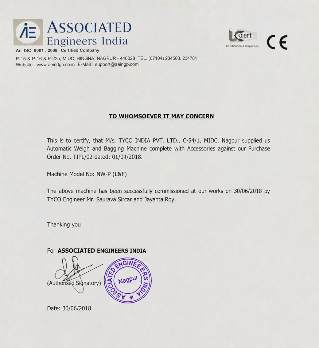 Associated Engineers Certificate