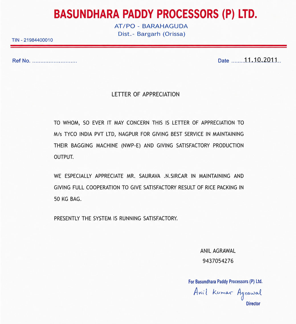 Basundhara Paddy Certificate
