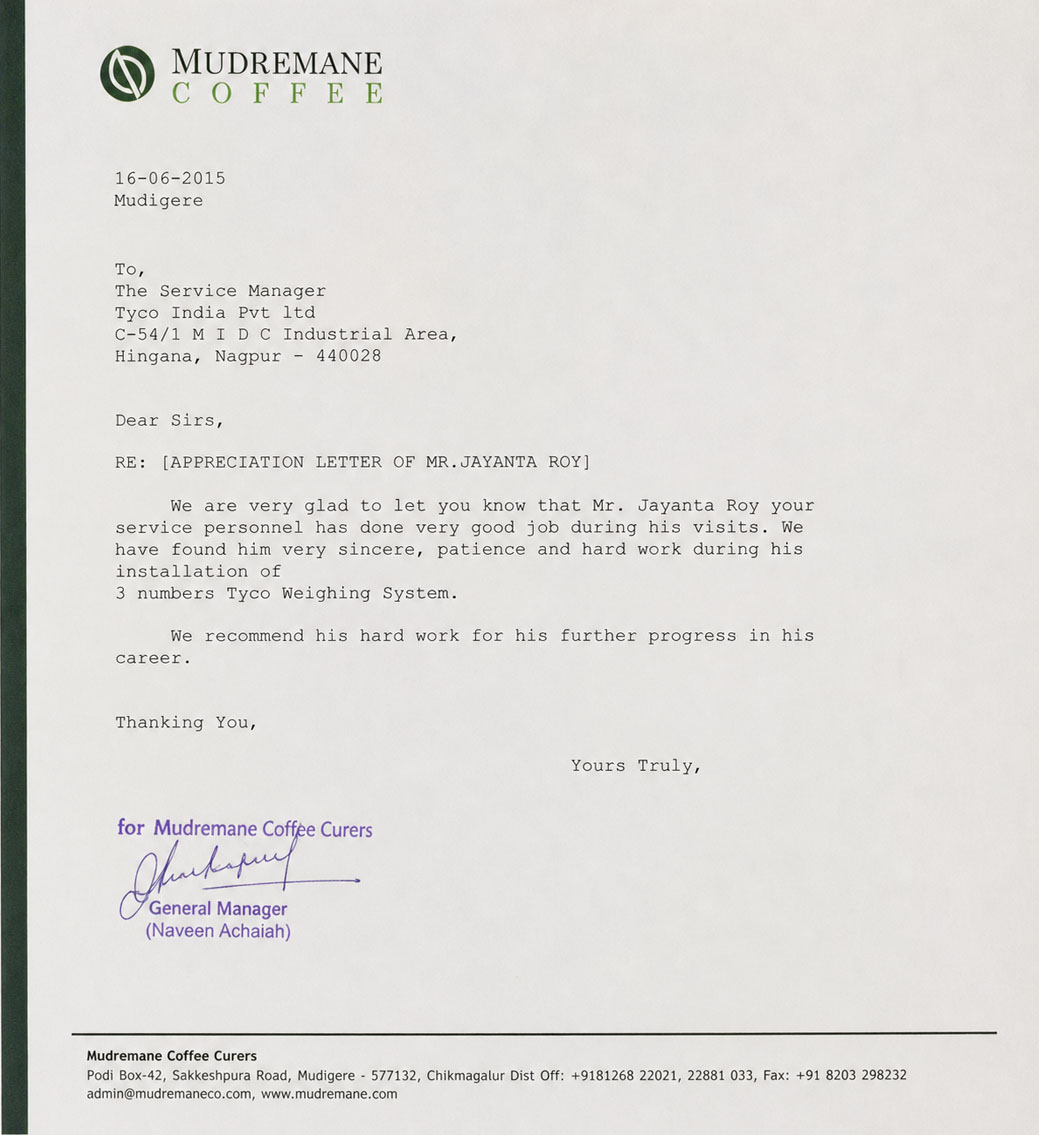 Mudremane Coffee Certificate